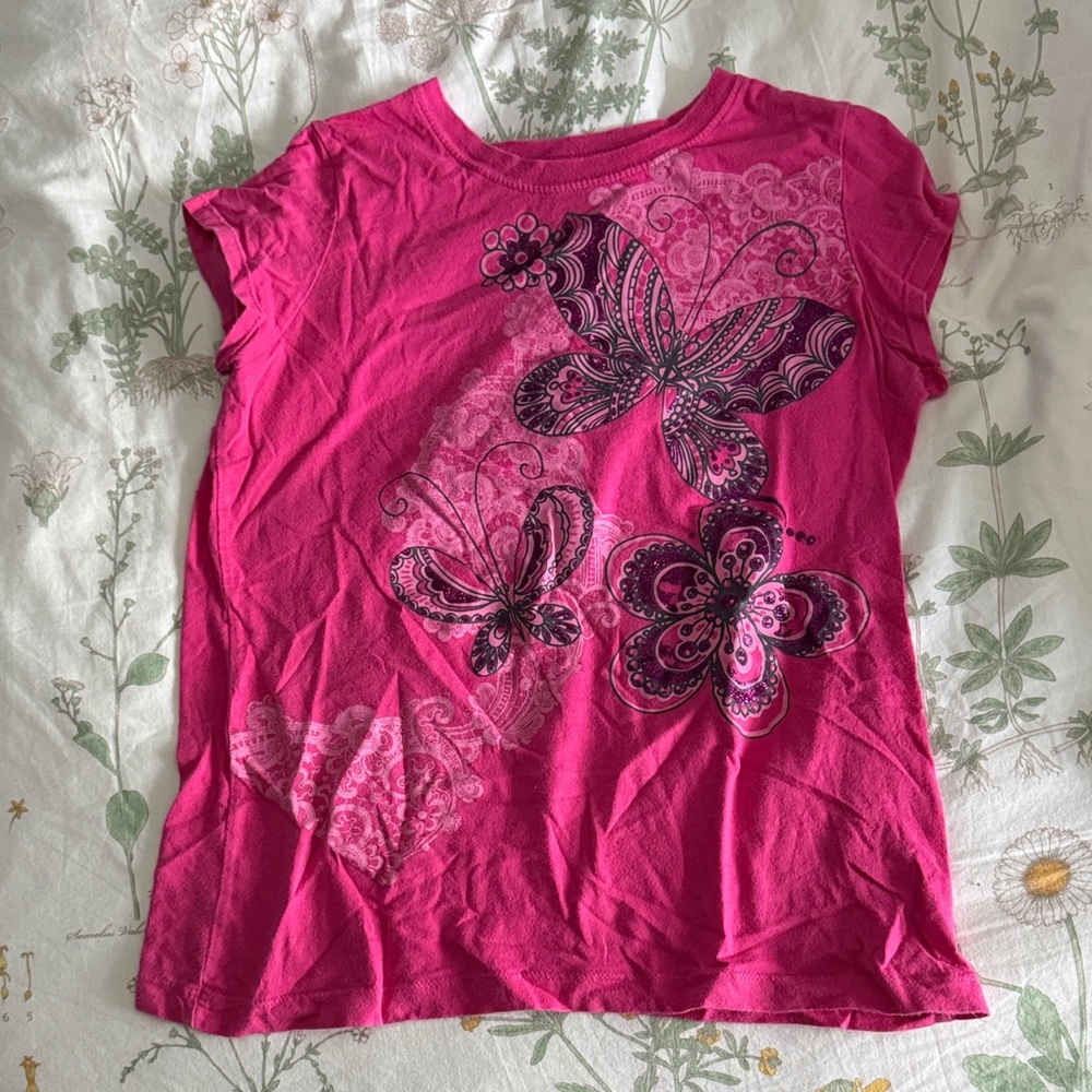 The Children's Place Pink Butterfly Tee - Size L (10/12)